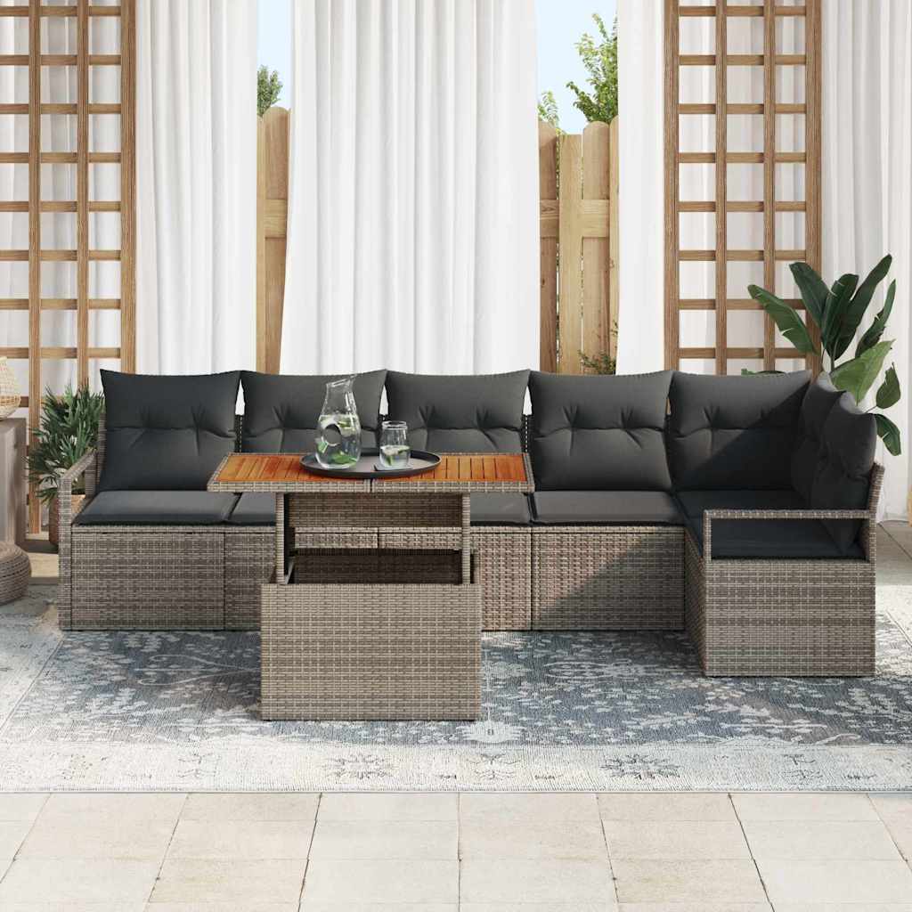 Garten Essgruppe mit Kissen 7 pcs Schwarz und Creme