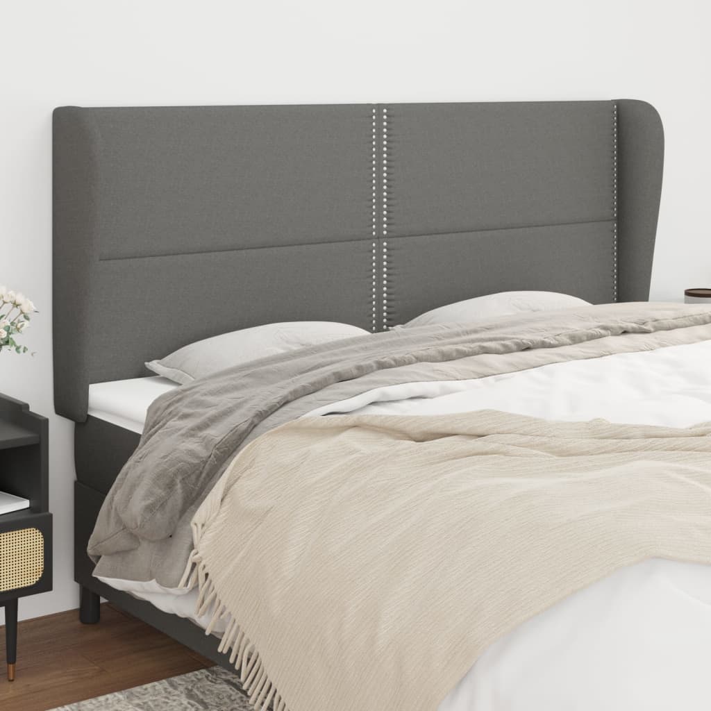 Kopfteil mit Ohren Dunkelgrau 83x23x78/88 cm Stoff
