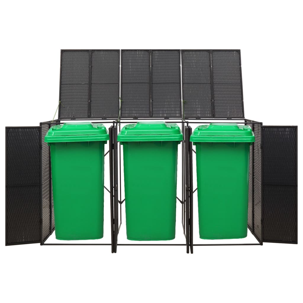 Mülltonnenbox für 1 Tonne Schwarz 70x80x117 cm Poly Rattan