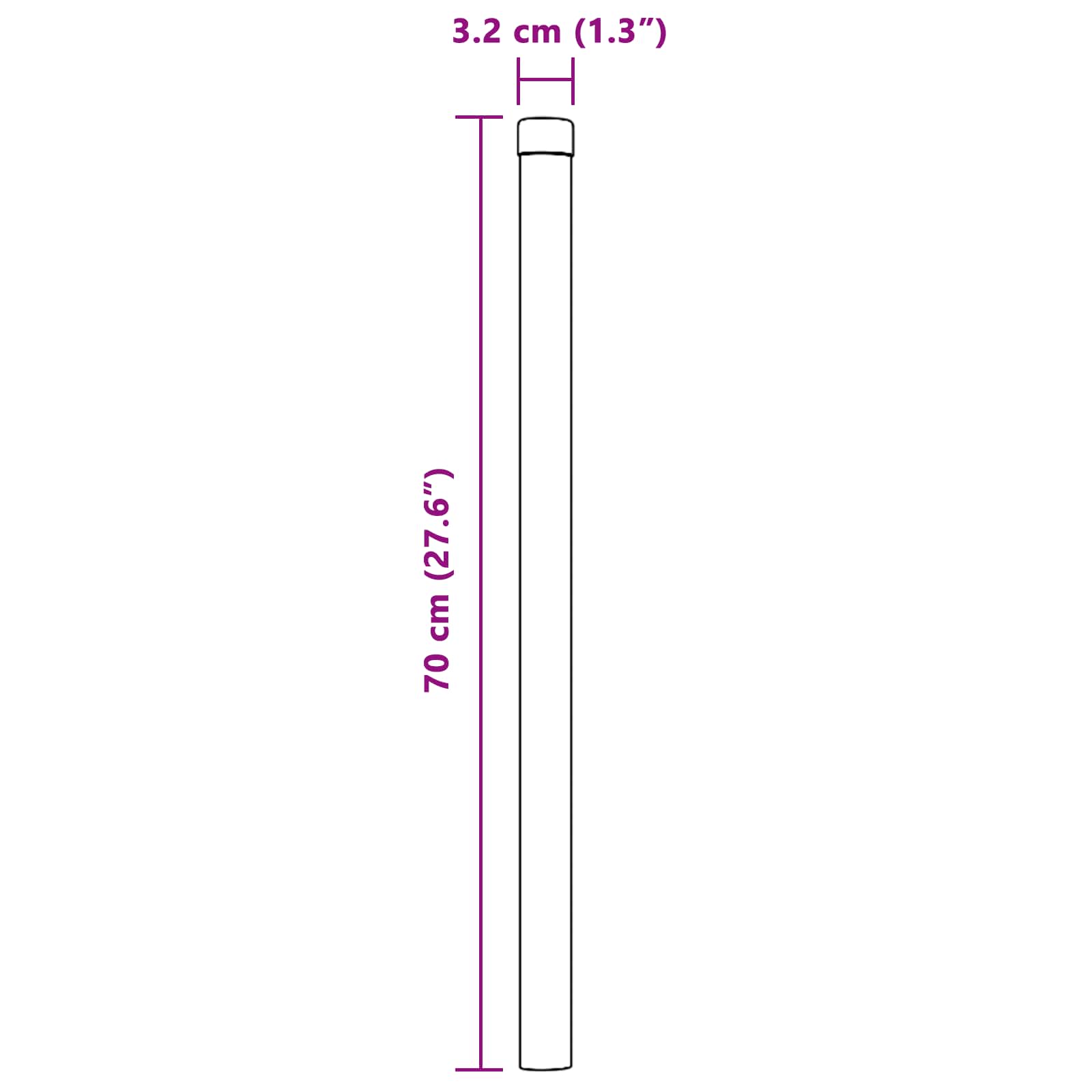 Zaunpfosten 2 pcs Grün 50 cm Pulverbeschichteter Stahl