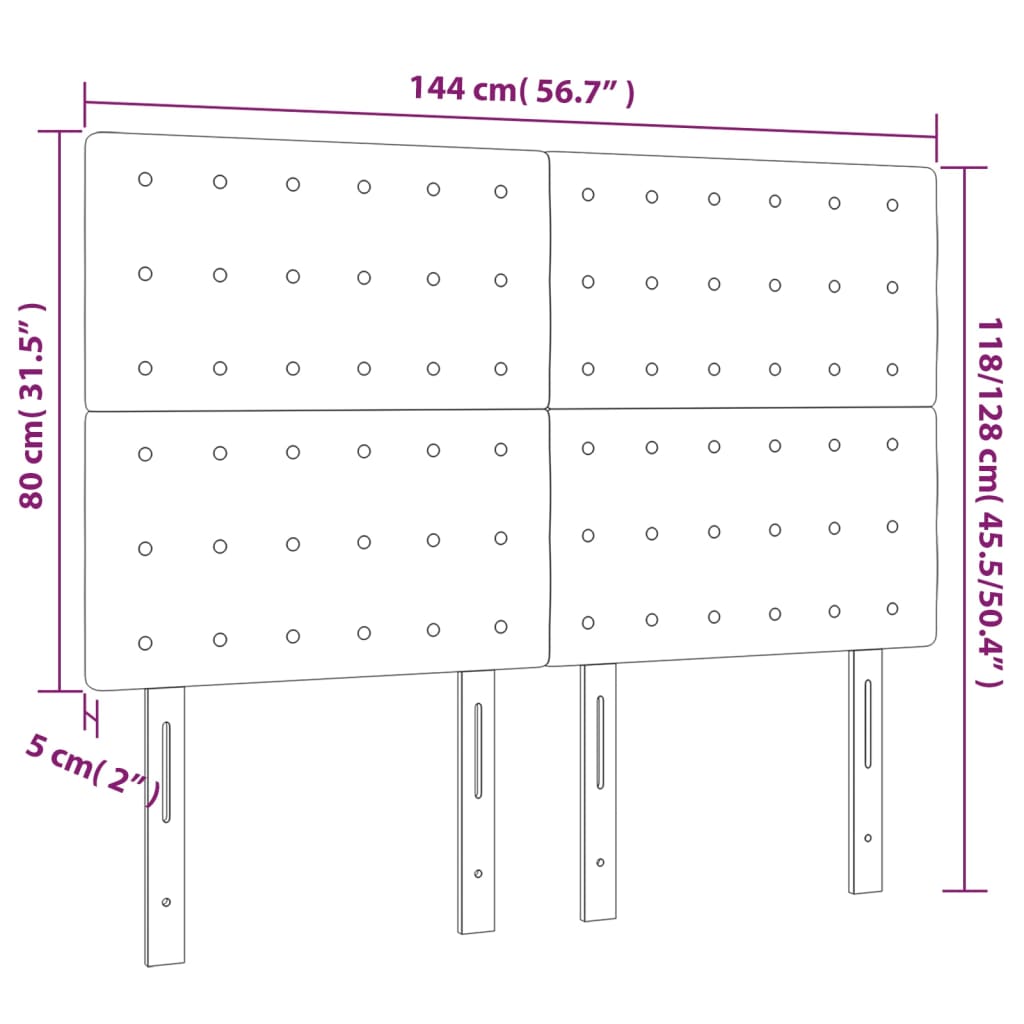 Kopfteil Hellgrau 80x5x118/128 cm Samt