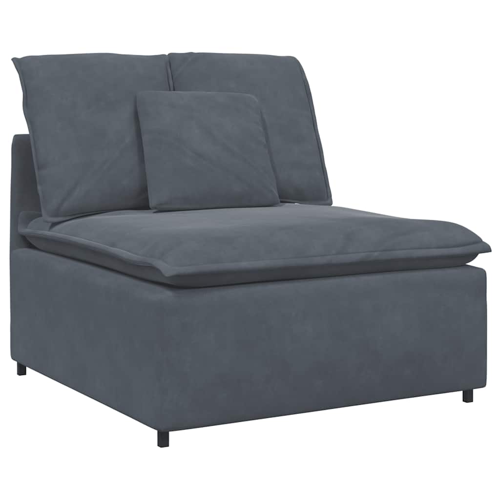 Modulares Sofa Endmodul mit Armlehne Kissen Blau 100 cm