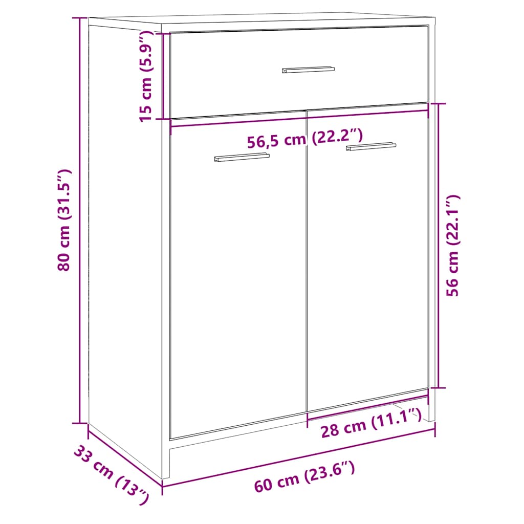 Badezimmerschrank Weiß 60x33x80 cm Holzwerkstoff