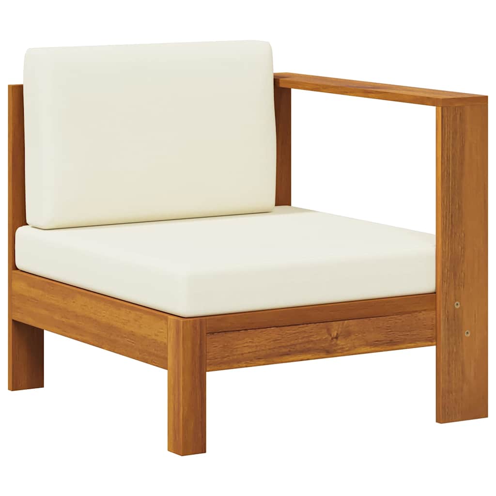 2-tlg. Garten-Lounge-Set mit Cremeweißen Kissen Akazienholz