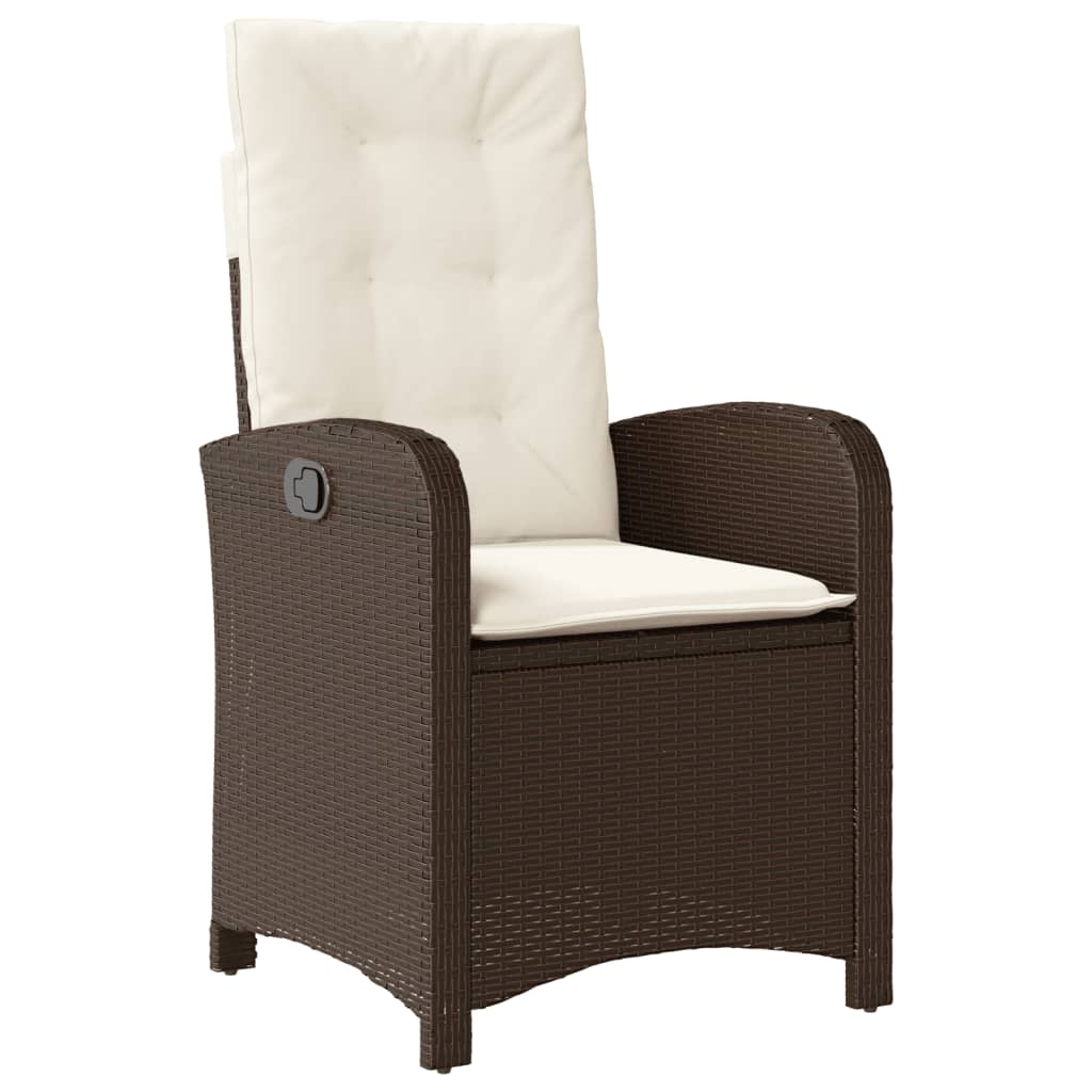Gartensessel Verstellbar mit Kissen Schwarz Poly Rattan
