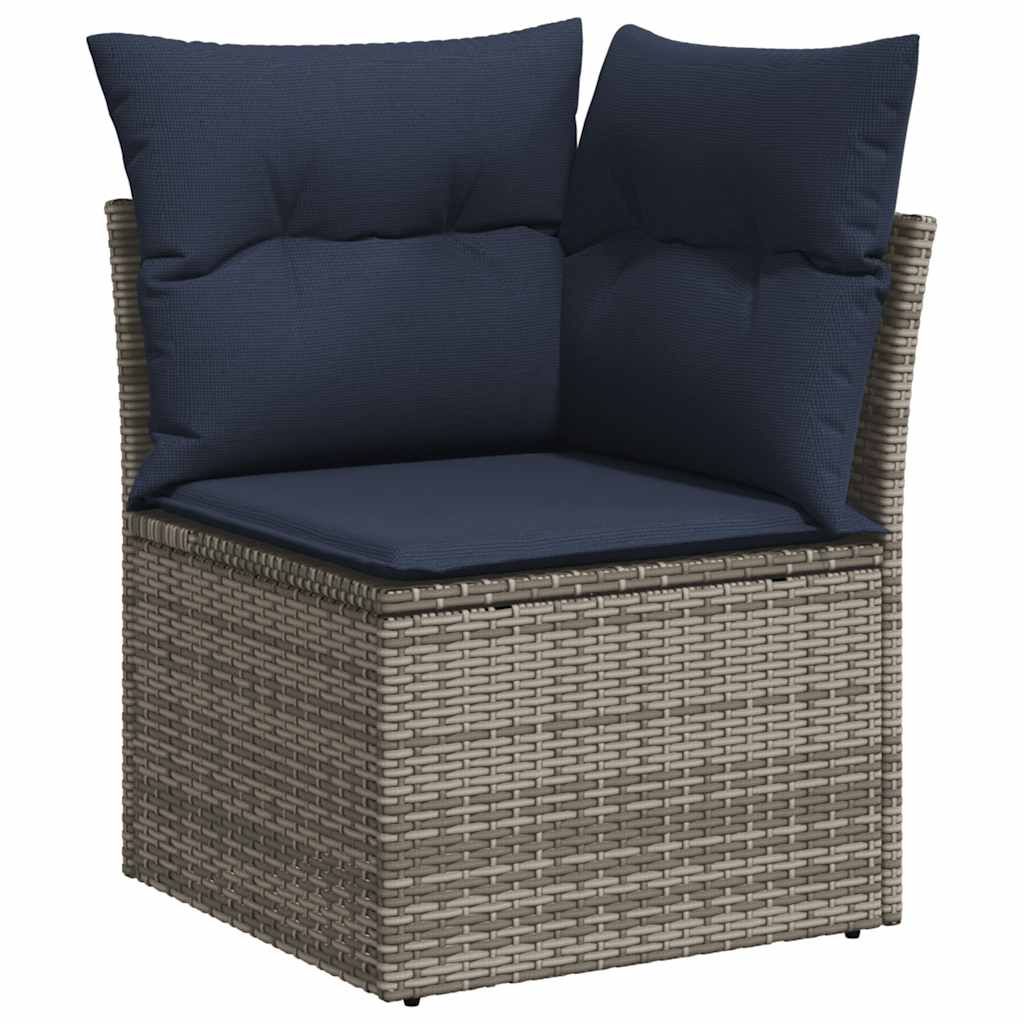 10-teiliges Gartensofa-Set mit Kissen, schwarzes Polyrattan