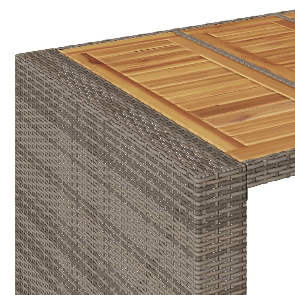 Garten-Bartisch mit Holzplatte Schwarz 105x80x110 cm Polyrattan