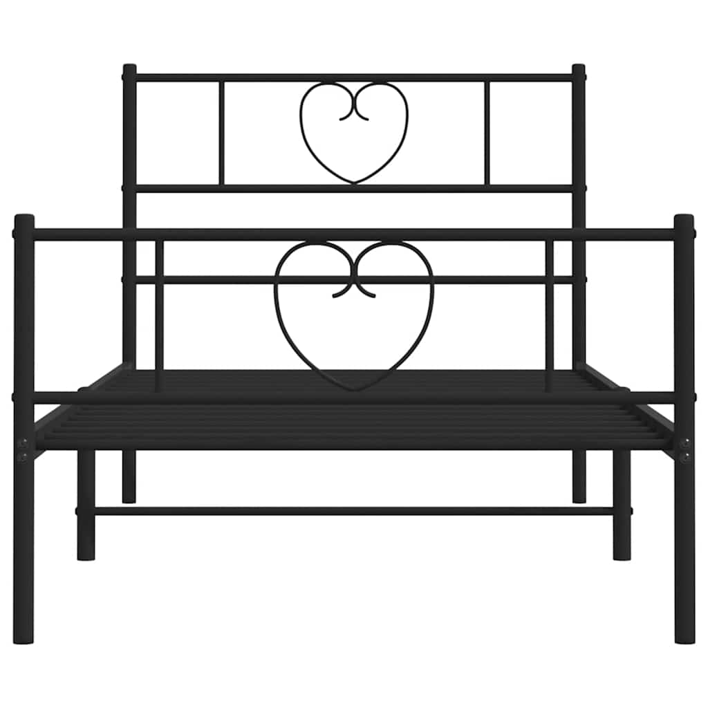 Bettgestell mit Kopfteil Metall Schwarz 100x190 cm