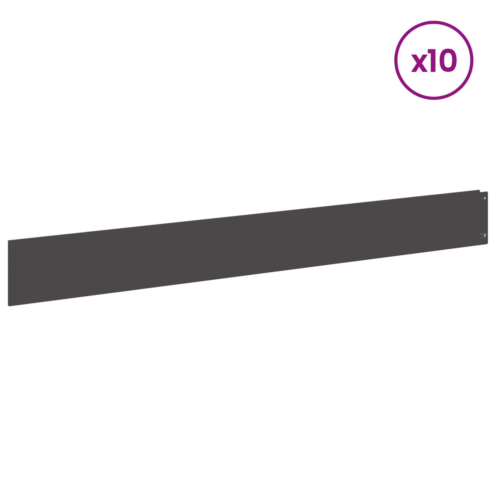 Raseneinfassung 10 pcs 100 x 12 cm Stahl Anthrazit