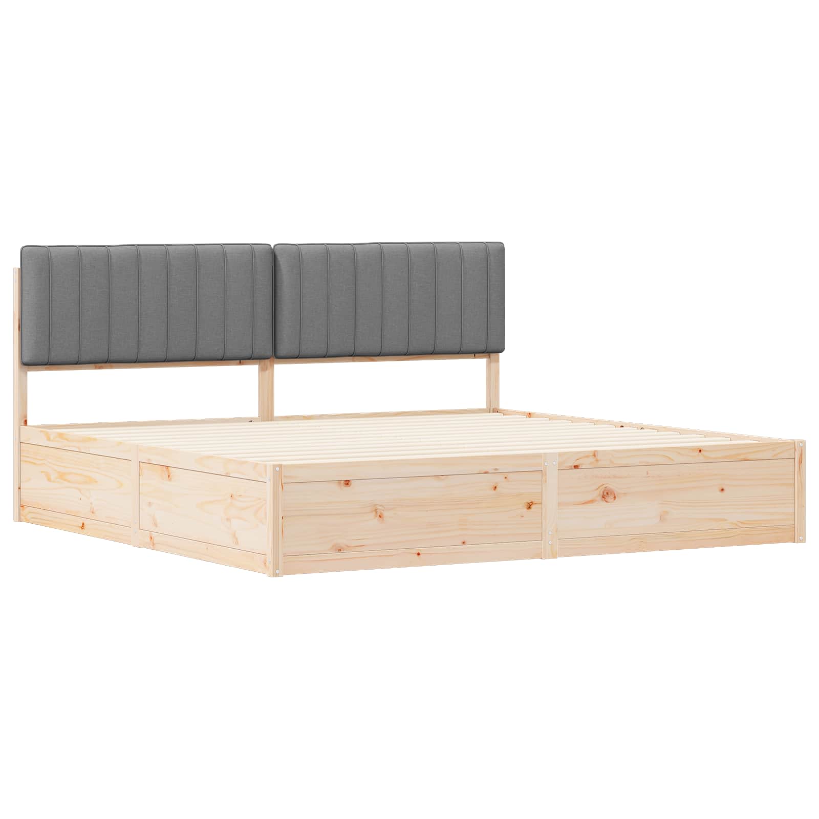 Bettgestell mit gepolstertem Kopfteil Hellgrau 200 x 200 cm