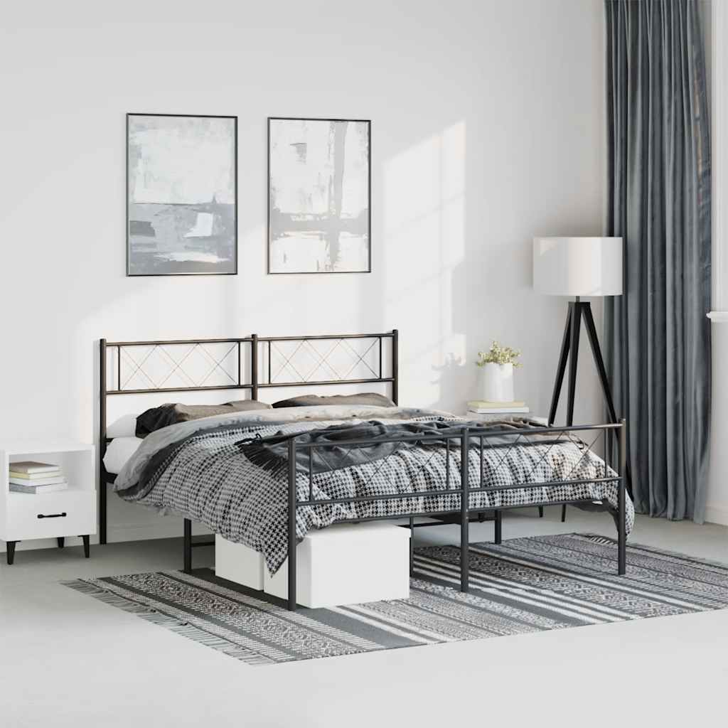 Bettgestell mit Kopfteil Metall Schwarz 100x190 cm