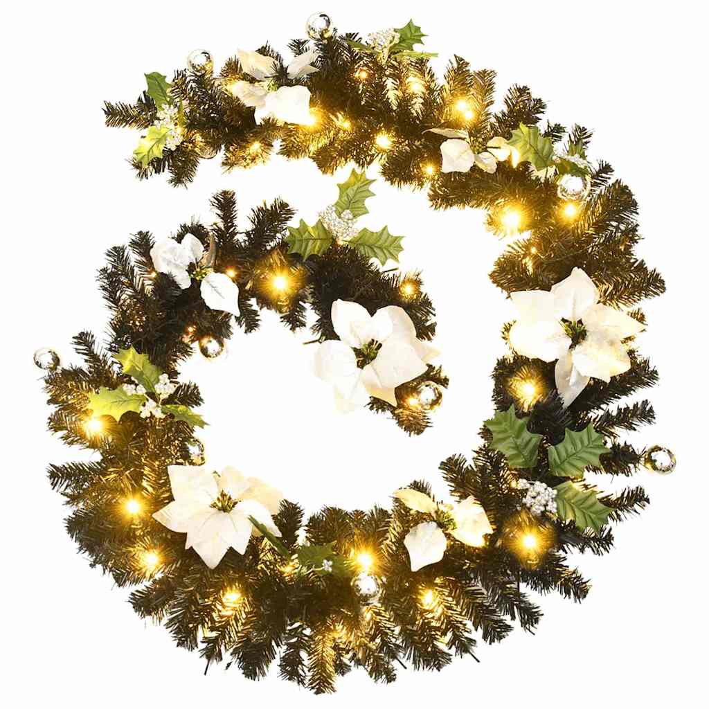 Weihnachtsgirlande mit LED-Lichtern Grün 2,7 m PVC