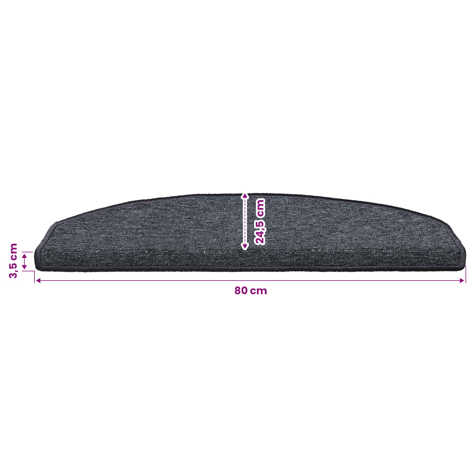 Stufenmatten 15 Stk. 56x17x3 cm Anthrazit Halbrund