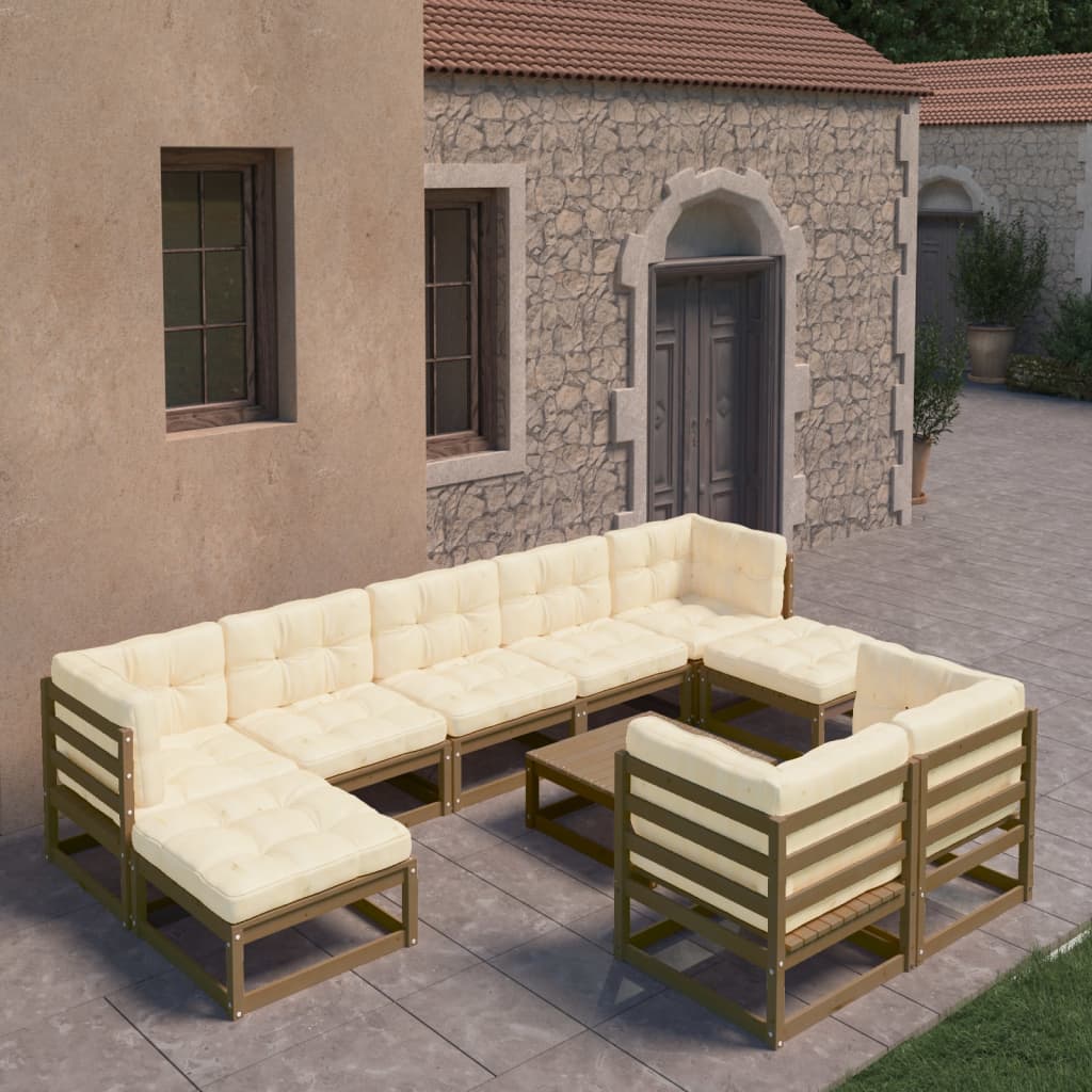 10-tlg. Garten-Lounge-Set Weiß Massivholz Kiefer