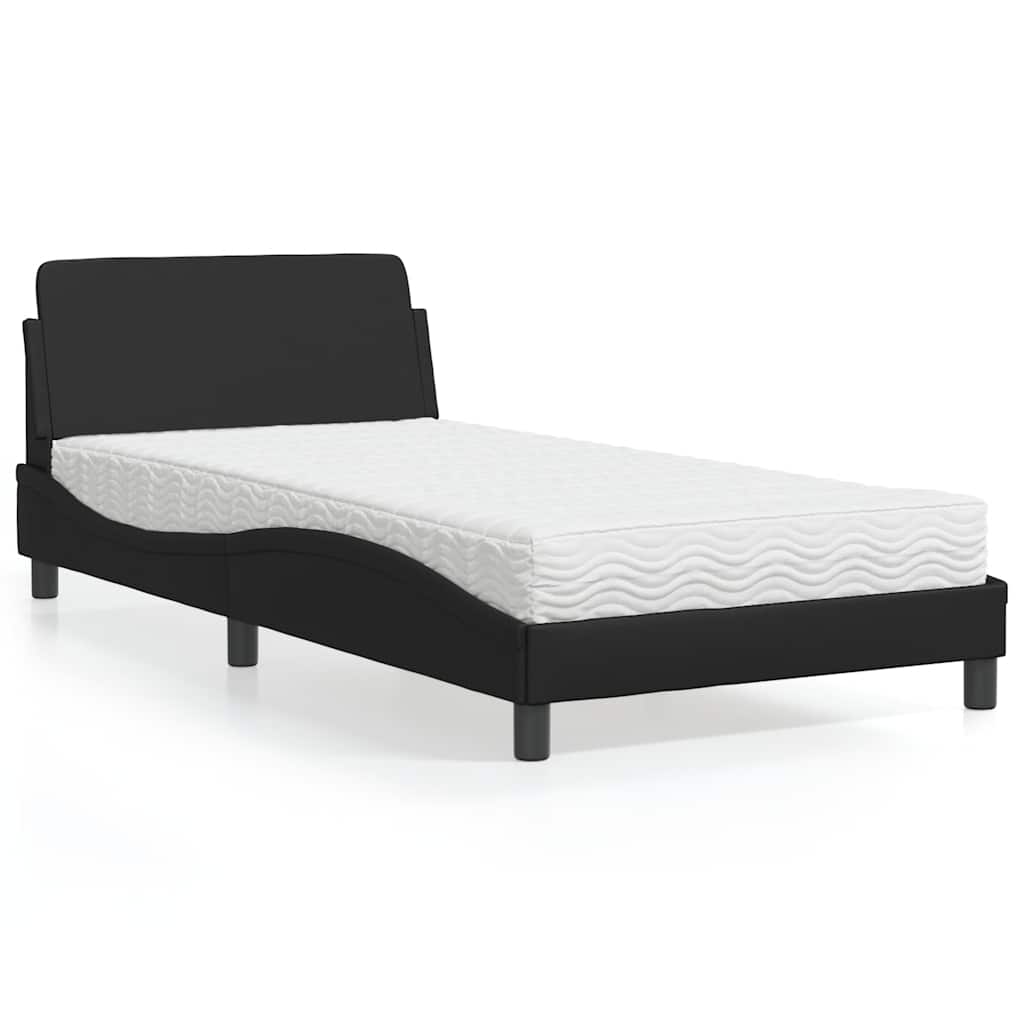 Bett mit Matratze "Dover" Schwarz 80x200 cm Kunstleder