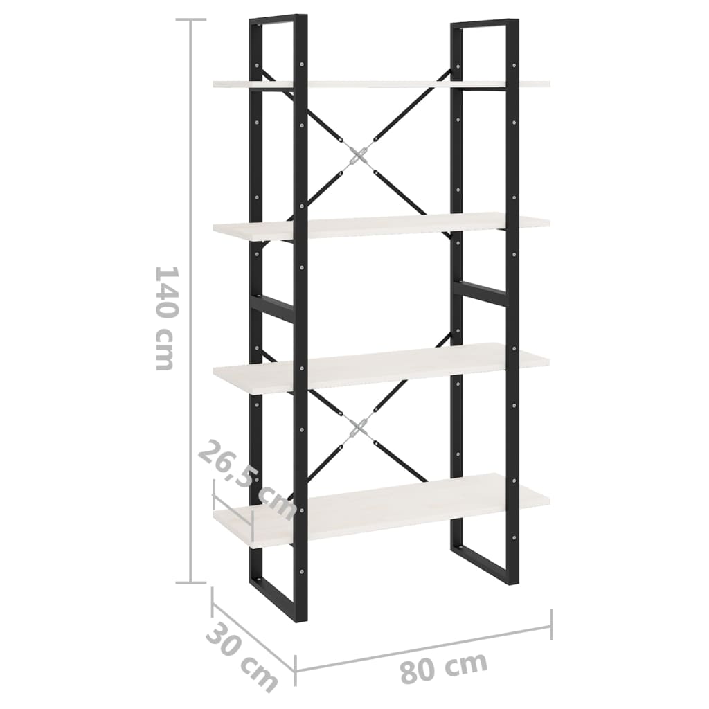 Bücherregal 2 Fächer Weiß 80x30x70 cm Holzwerkstoff