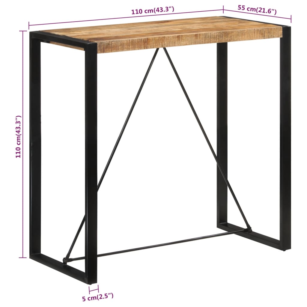 Bartisch 110 x 60 x 110 cm Massivholz Mango