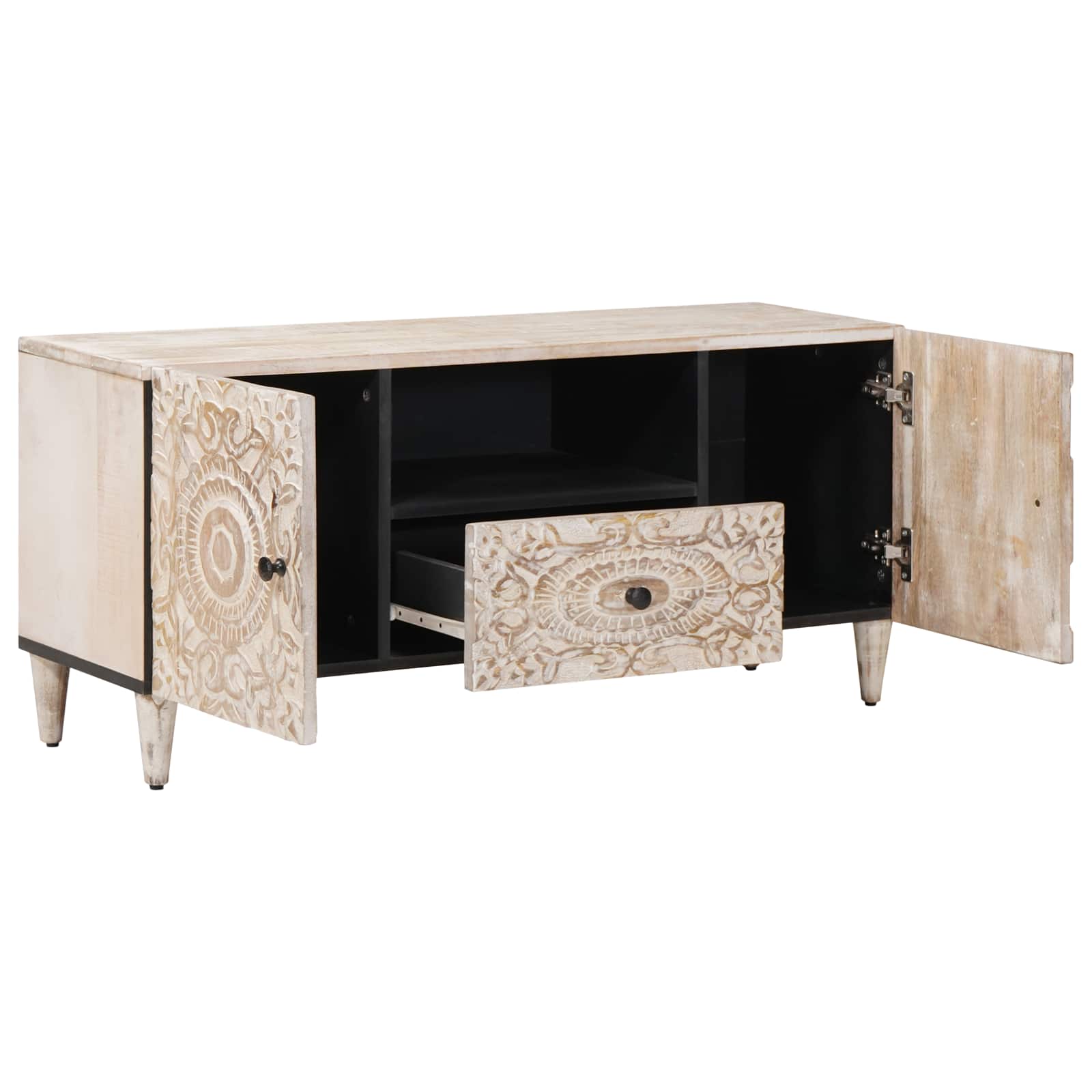 TV-Schränk mit Tür Braun 105 x 33,5 x 46 cm Massivholz Mango