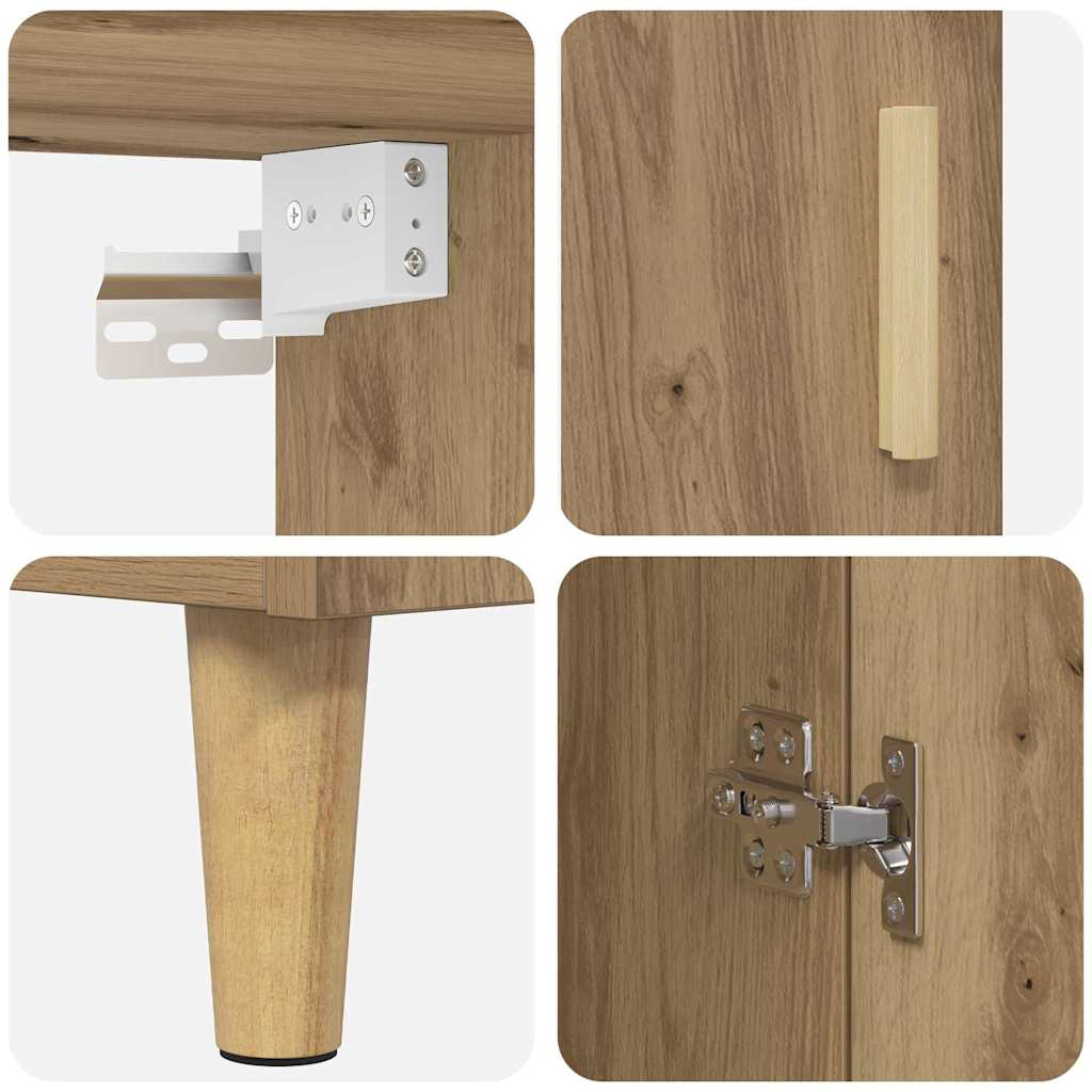 Highboard Altholz 69,5 x 34 x 180 cm Engineered Wood und Glas