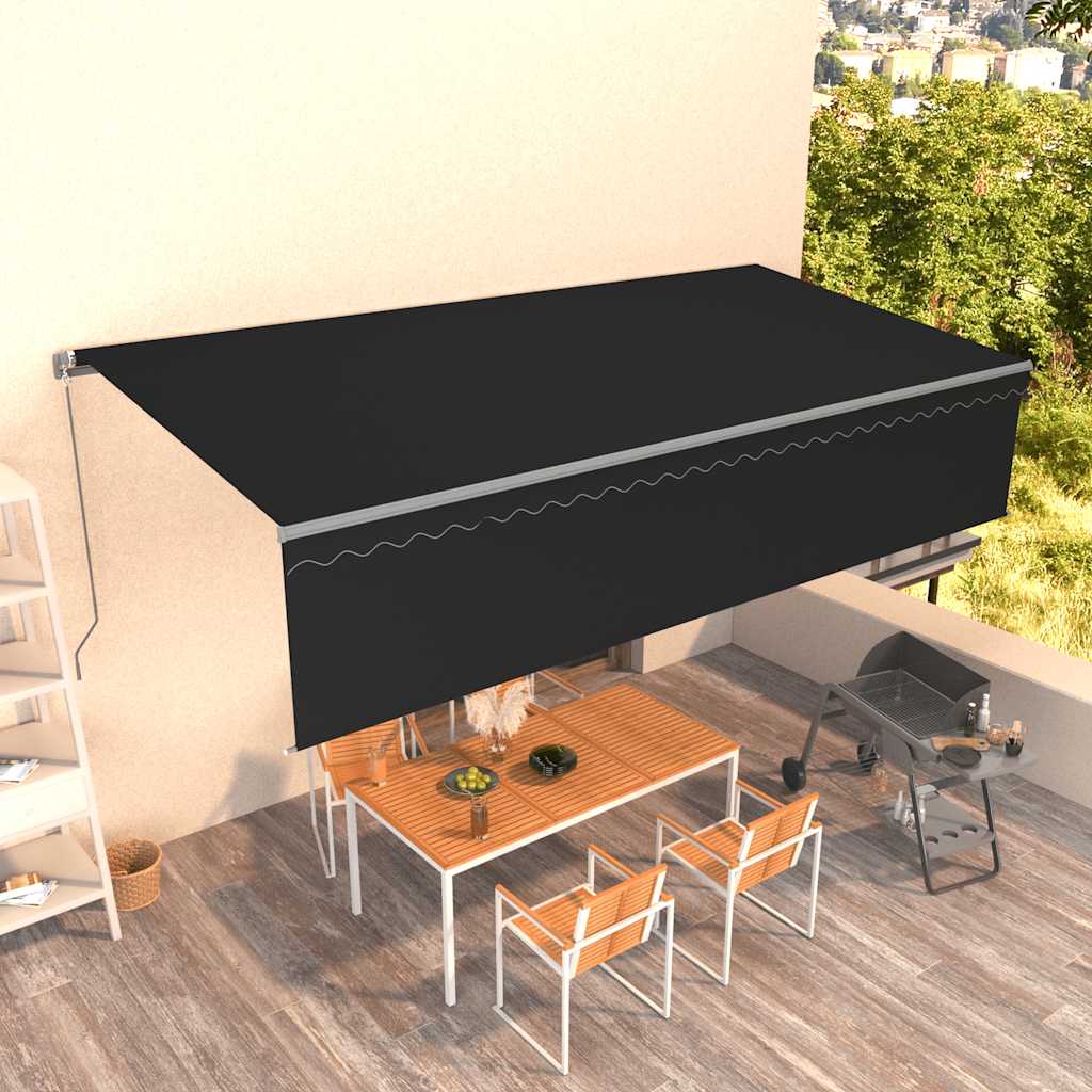 Markise Manuell Einziehbar mit Rollo 3x2,5 m Creme