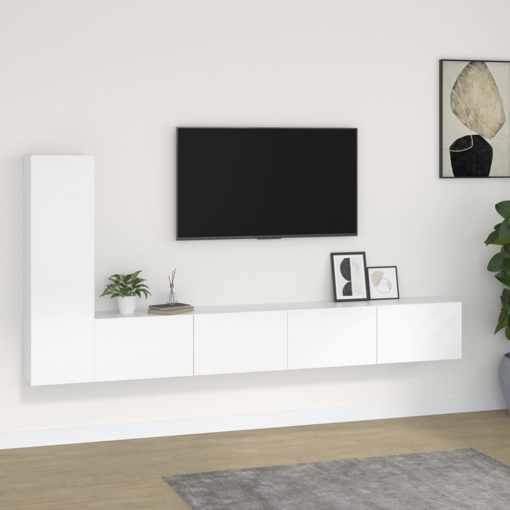 4-tlg. TV-Schrank-Set Weiß Holzwerkstoff