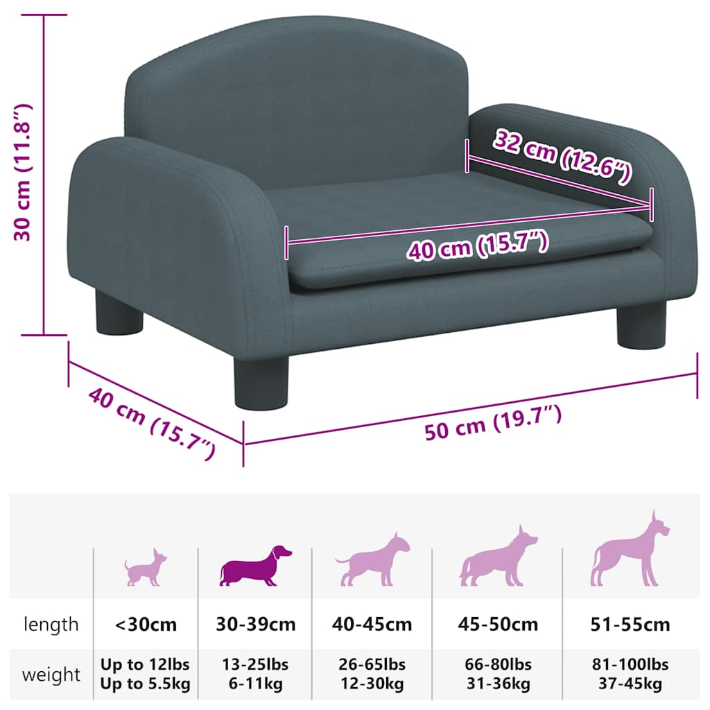 Hundebett Dunkelgrau 70x45x30 cm Stoff