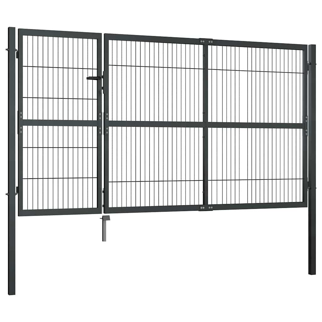 Gartentor mit Pfosten Stahl 350 x 100 cm Anthrazit