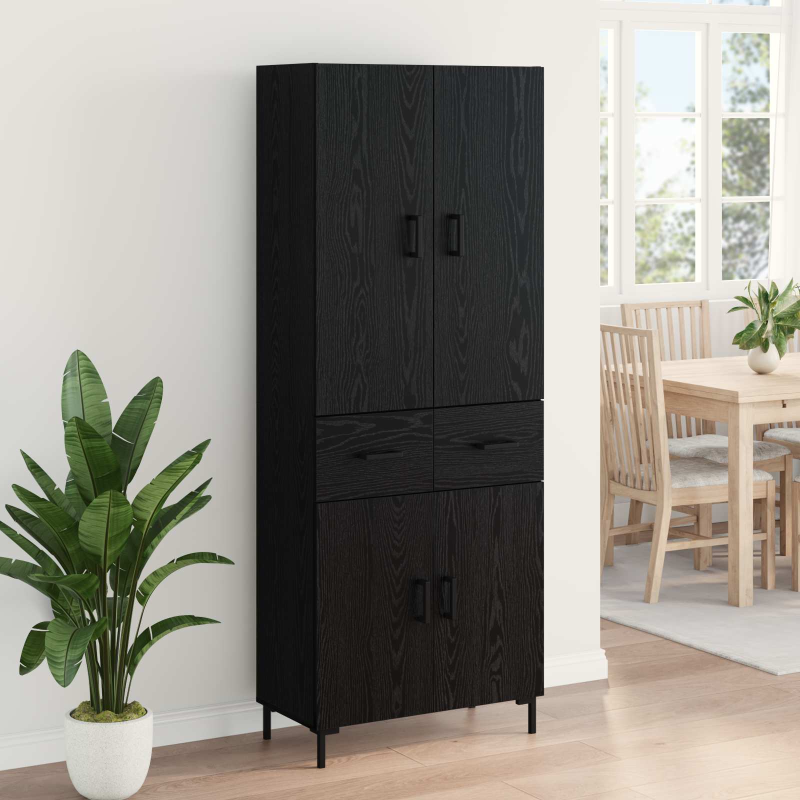 Highboard Betongrau 69,5x34x180 cm Holzwerkstoff