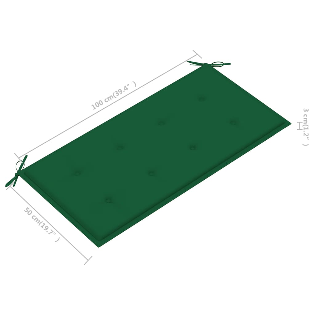 Gartenbank mit Anthrazit Auflage 112 cm Massivholz Teak