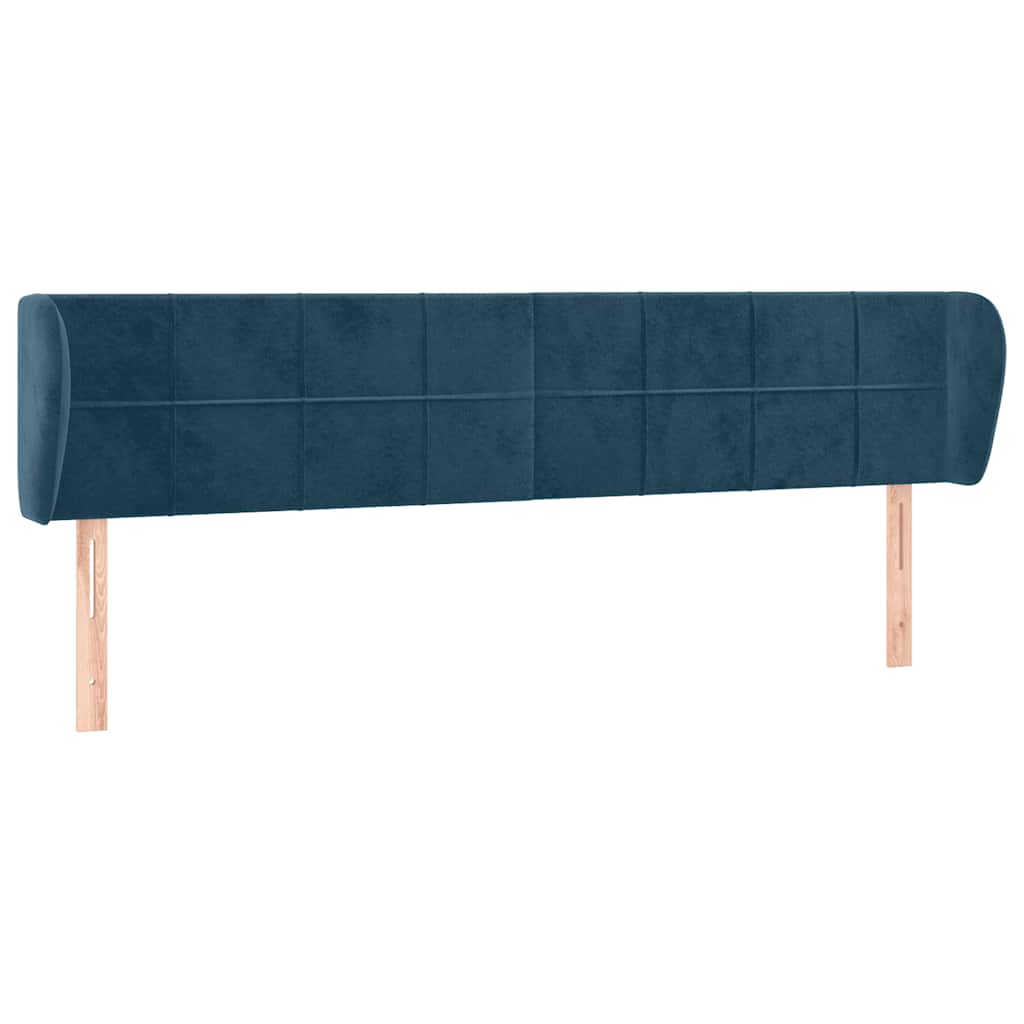Kopfteil mit Ohren Dunkelblau 93x23x78/88 cm Samt