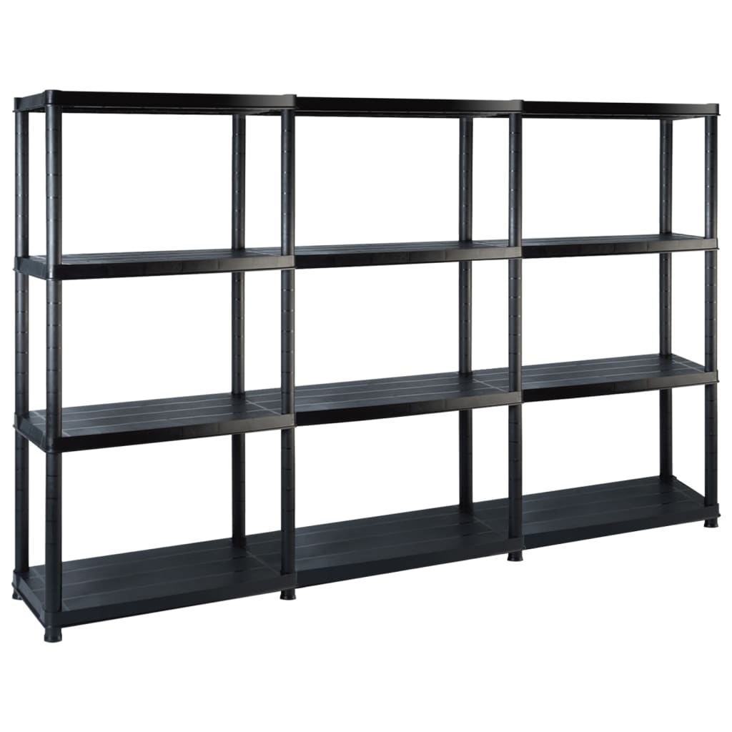 Lagerregal 4-Tier Schwarz 61x30,5x130 cm Kunststoff