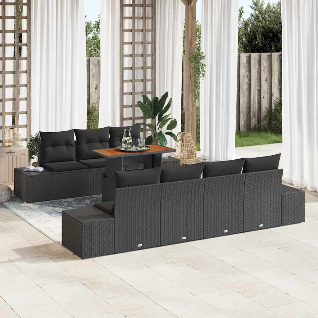 Garten Essgruppe mit Kissen 8 pcs Schwarz und Creme