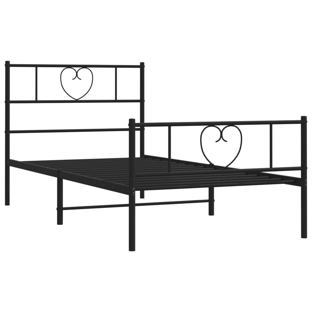 Bettgestell mit Kopfteil Metall Schwarz 100x190 cm