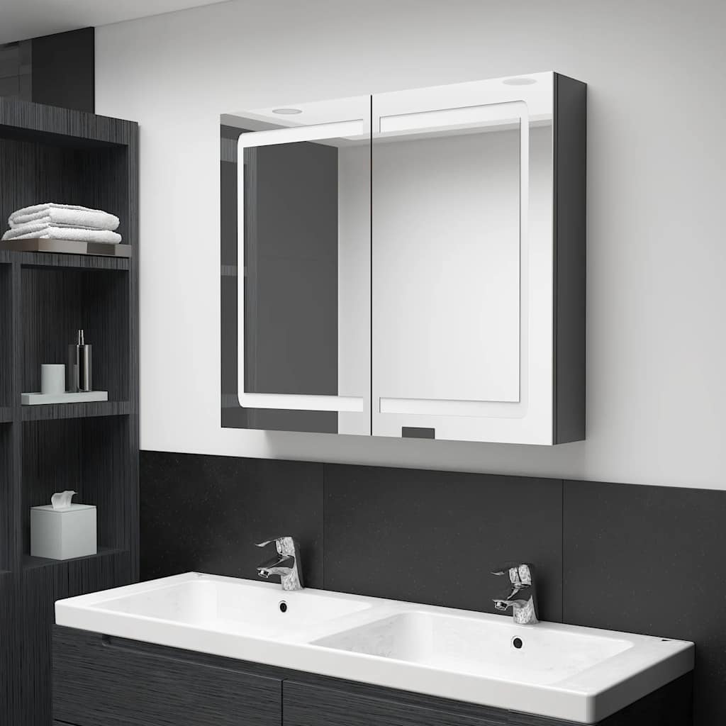 LED-Spiegelschrank fürs Bad Betongrau 80x12x68 cm