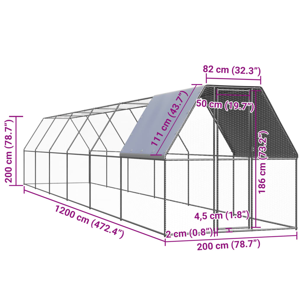 Outdoor-Hühnerkäfig 2x2x2 m Verzinkter Stahl