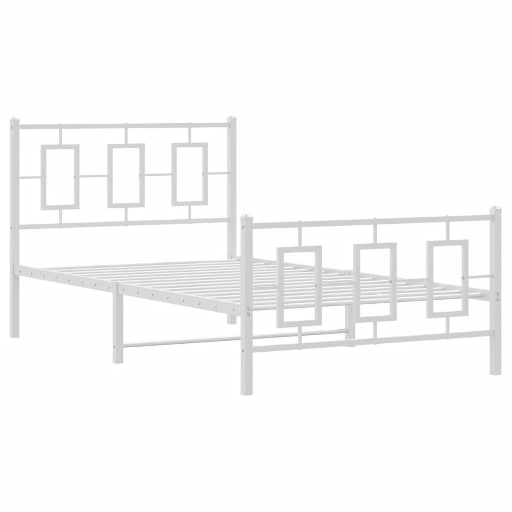 Bettgestell mit Kopf- und Fußteil Metall Weiß 180x200 cm
