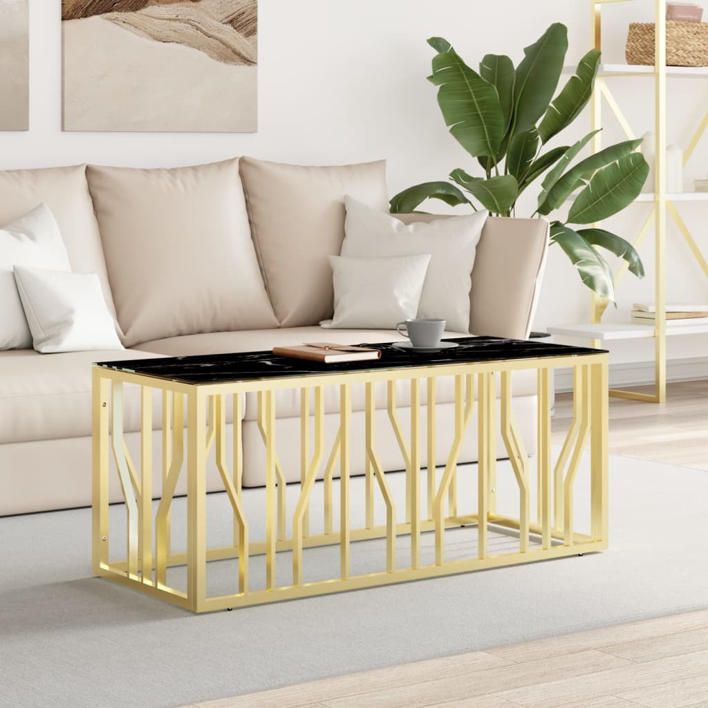 Couchtisch 110x45x45 cm Edelstahl und Glas