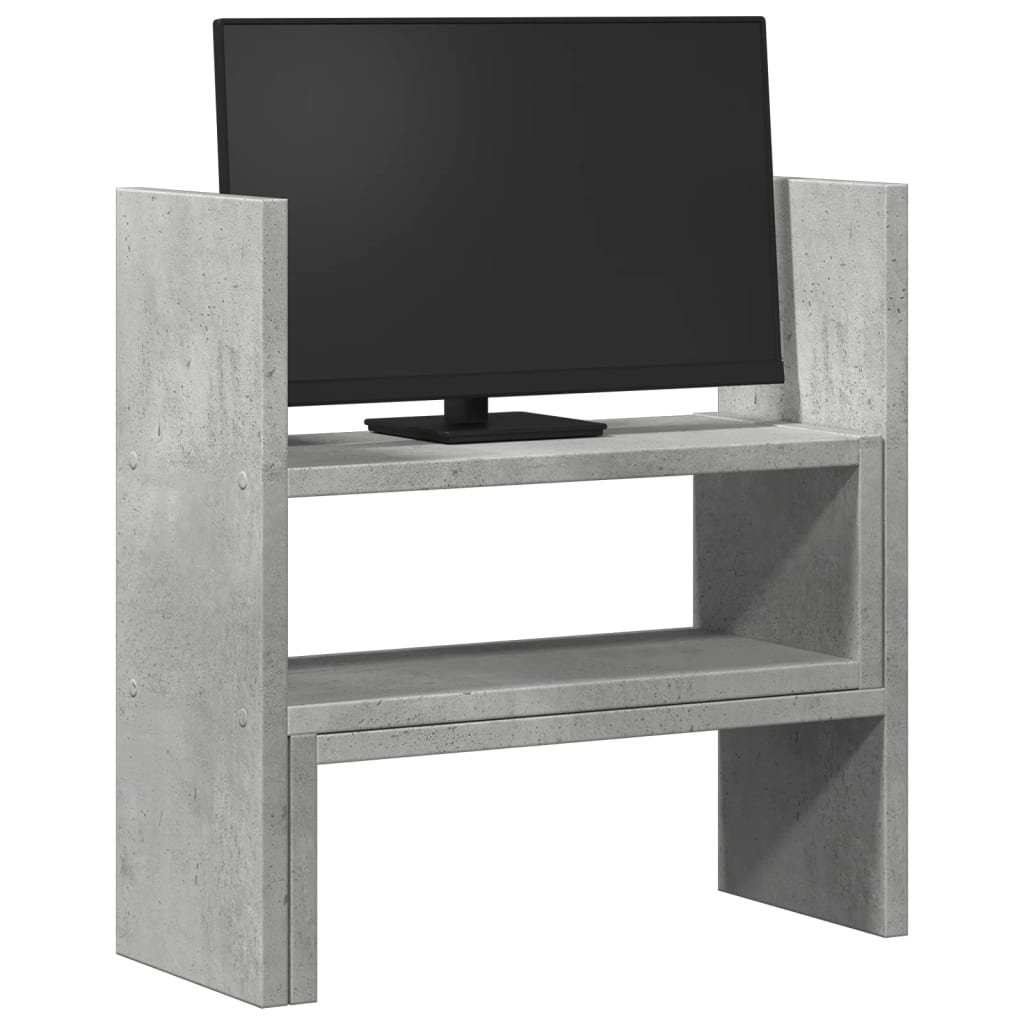 Monitor Schreibtischständer mit Speicher Schwarz Eichen-Optik