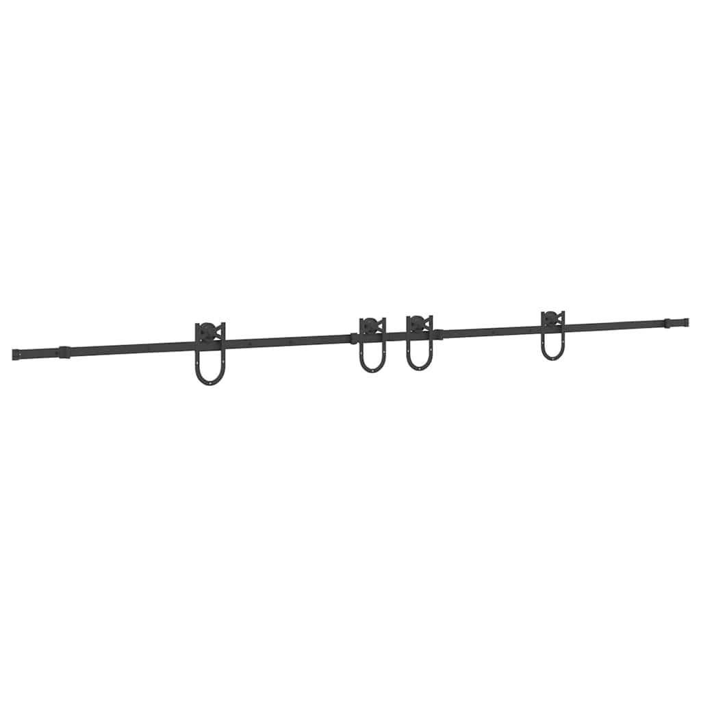 Schiebetürbeschlag-Set 366 cm Stahl Schwarz