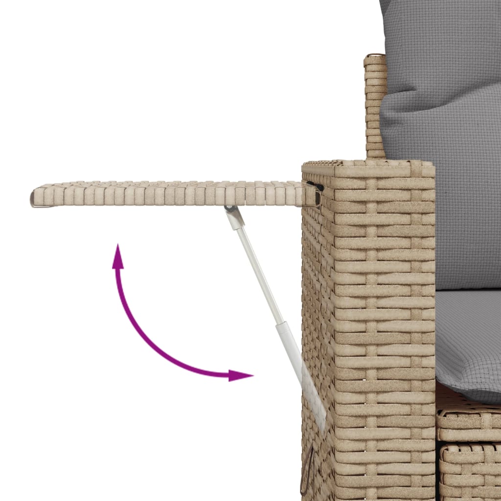 10-tlg. Garten-Sofagarnitur mit Kissen Schwarz Poly Rattan