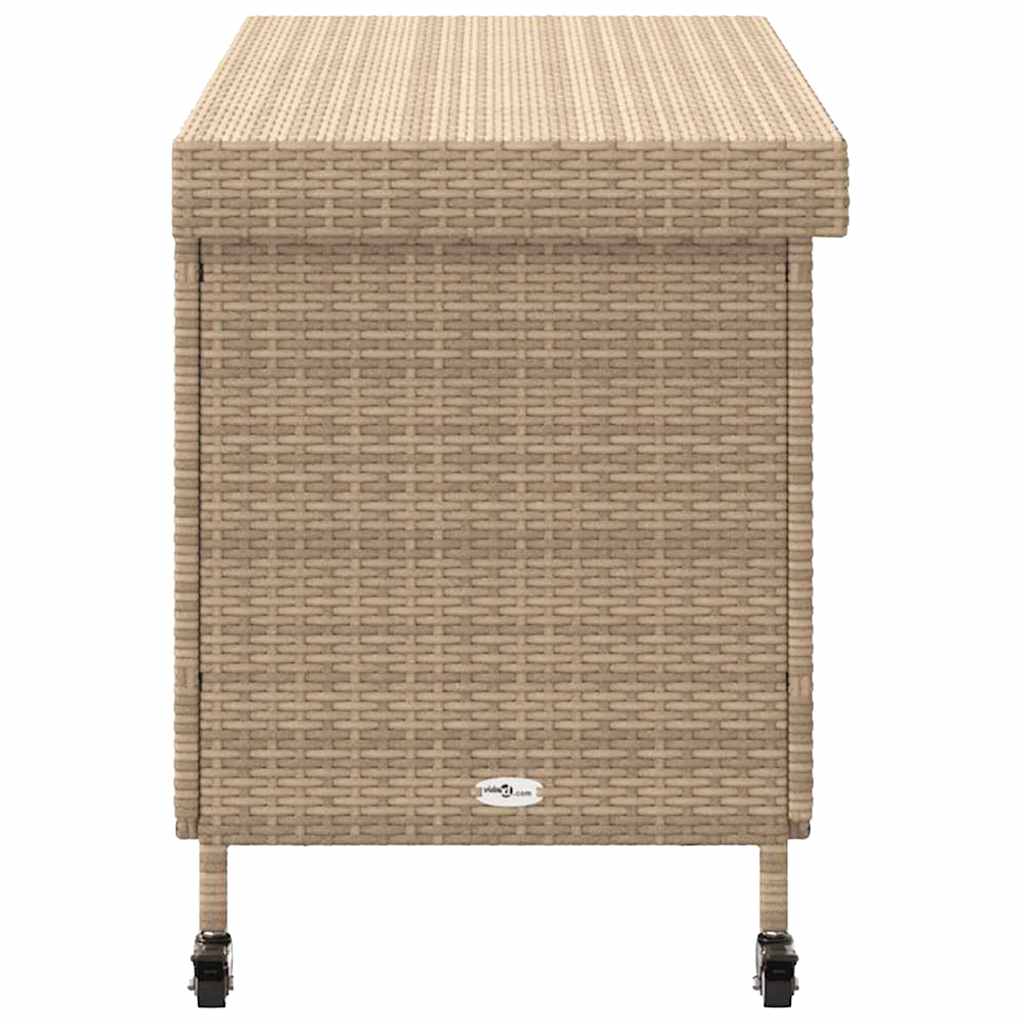 Gartentruhe mit Rollen Schwarz 110x55x73 cm Poly Rattan
