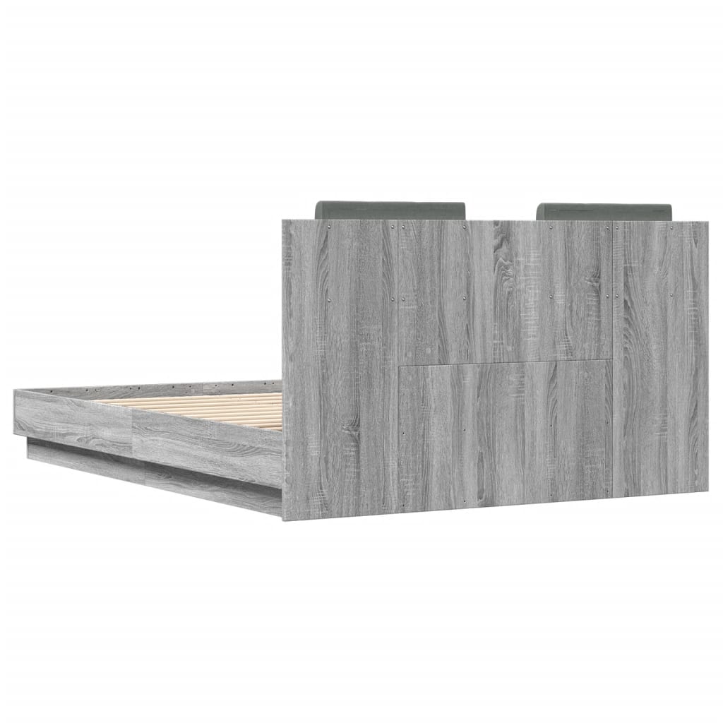 Bettgestell mit Kopfteil Grau Sonoma 180x200 cm Holzwerkstoff