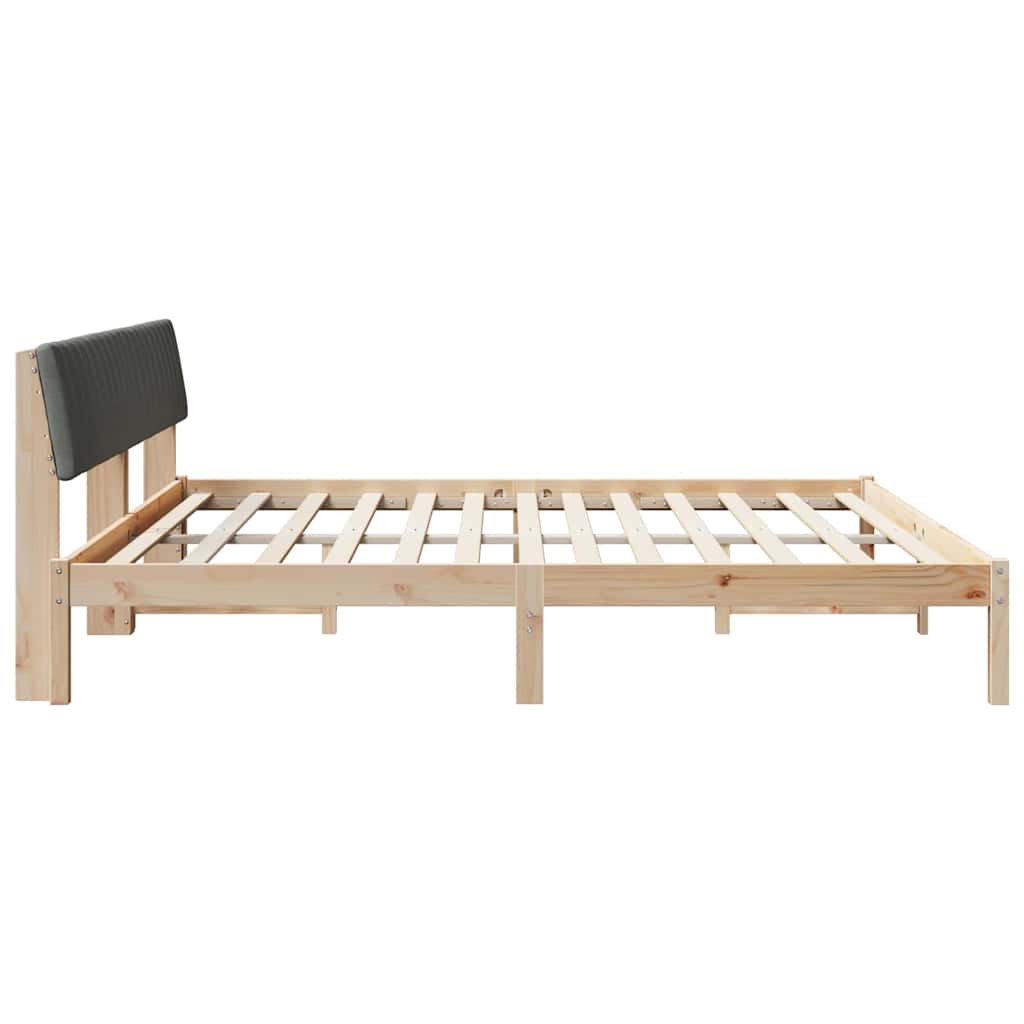 Bettgestell Braun und hellgrau 200 x 200 cm Massivholz Kiefer