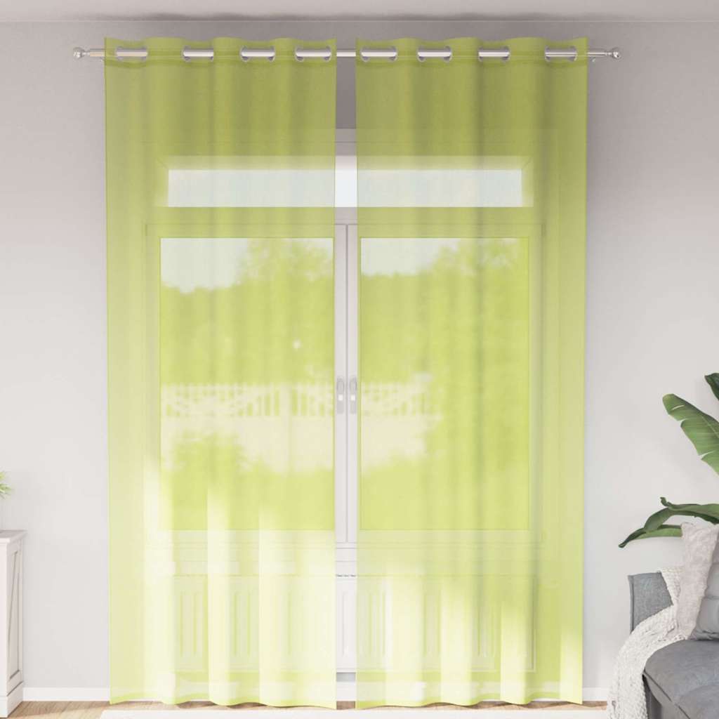 Voile Vorhänge mit Ösen 2 Stk. Apfelgrün 140x140 cm