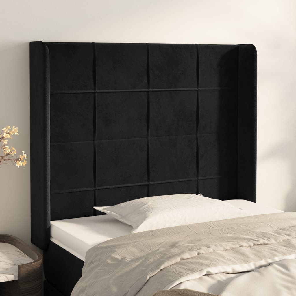 Kopfteil mit Ohren Dunkelblau 93x16x78/88 cm Samt