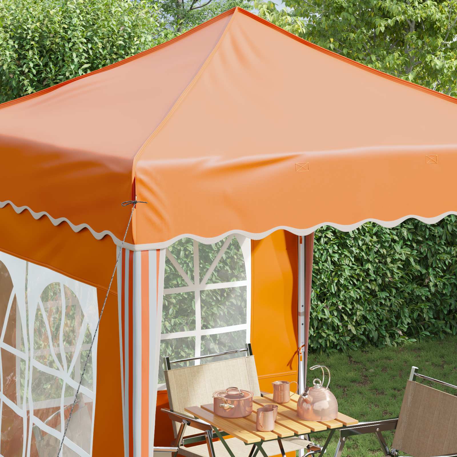 Pop-up Partyzelt 195 x 195 x 245 cm Creme Oxford-Stoff