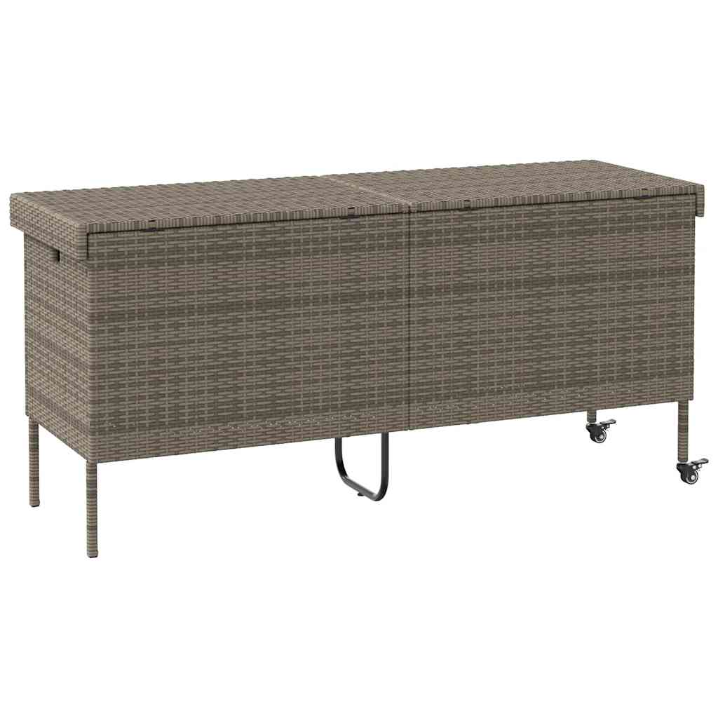 Gartentruhe mit Rollen Schwarz 110x55x73 cm Poly Rattan
