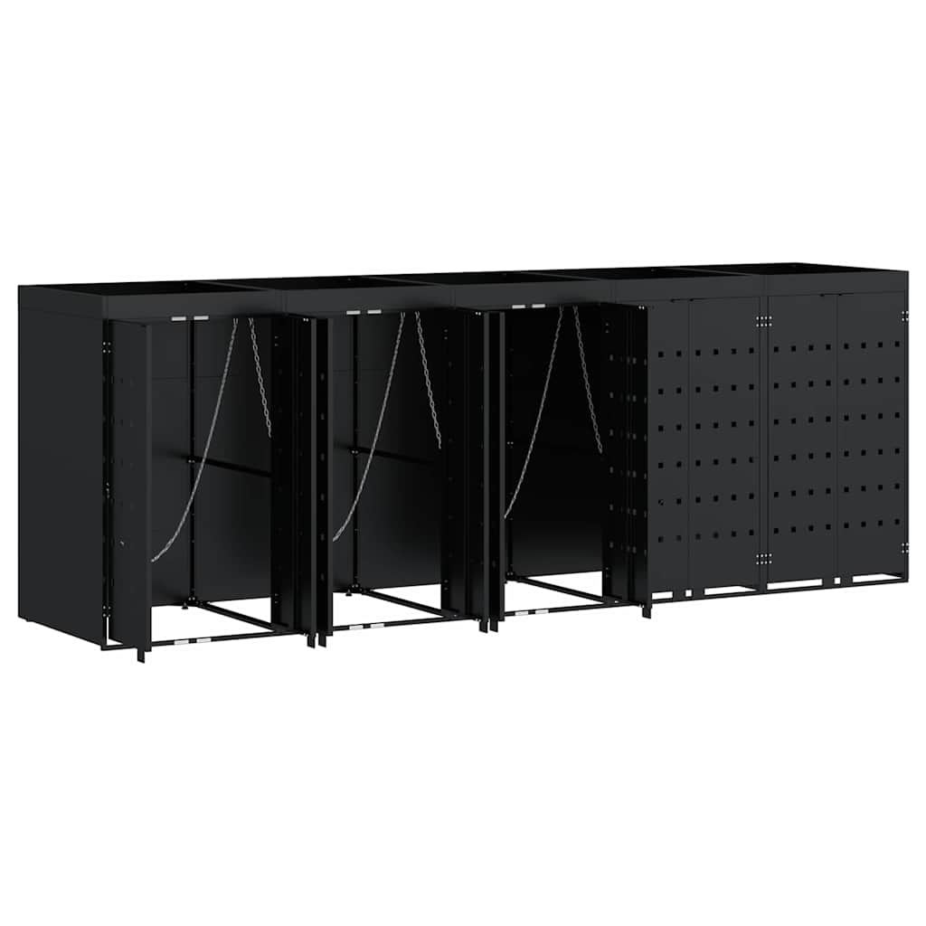 Mülltonnenbox für 2 Tonnen Schwarz 138x79x117 cm Stahl