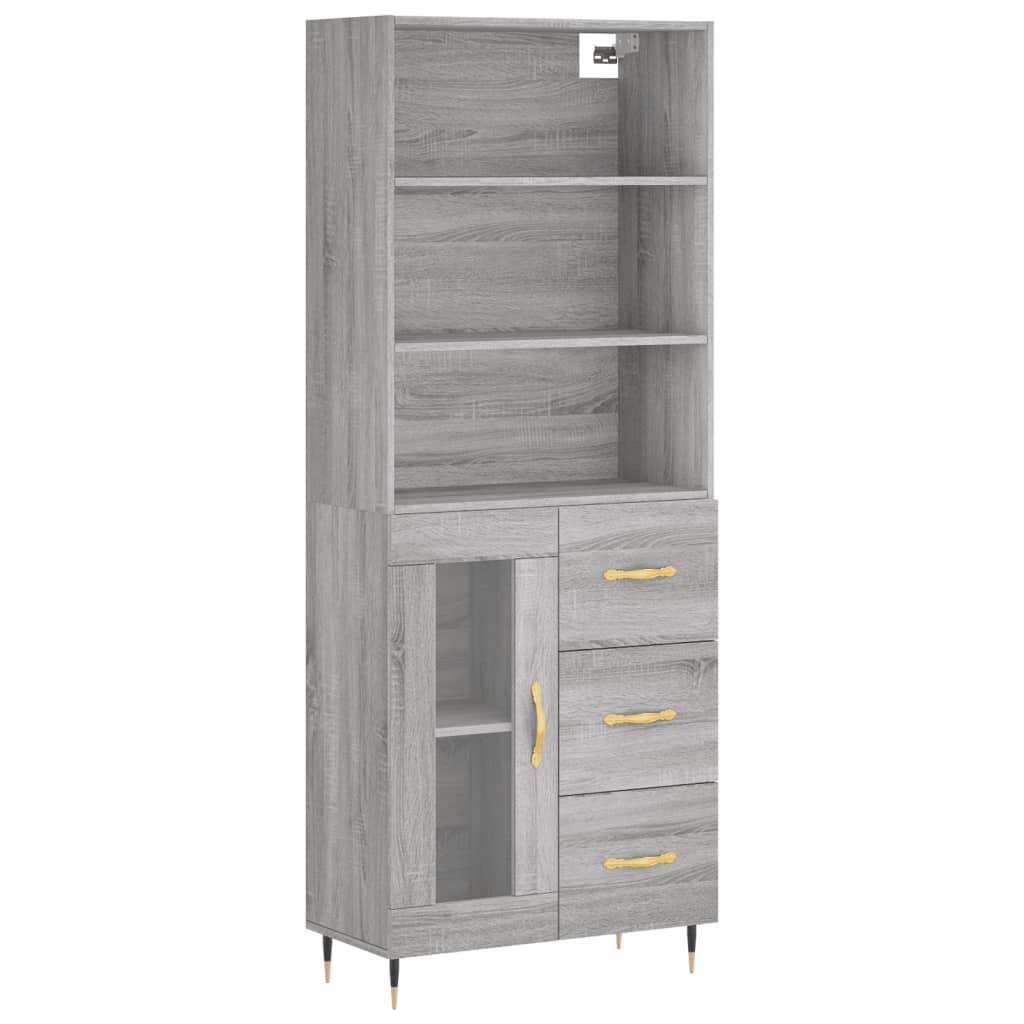 Highboard Betongrau 69,5x34x180 cm Holzwerkstoff