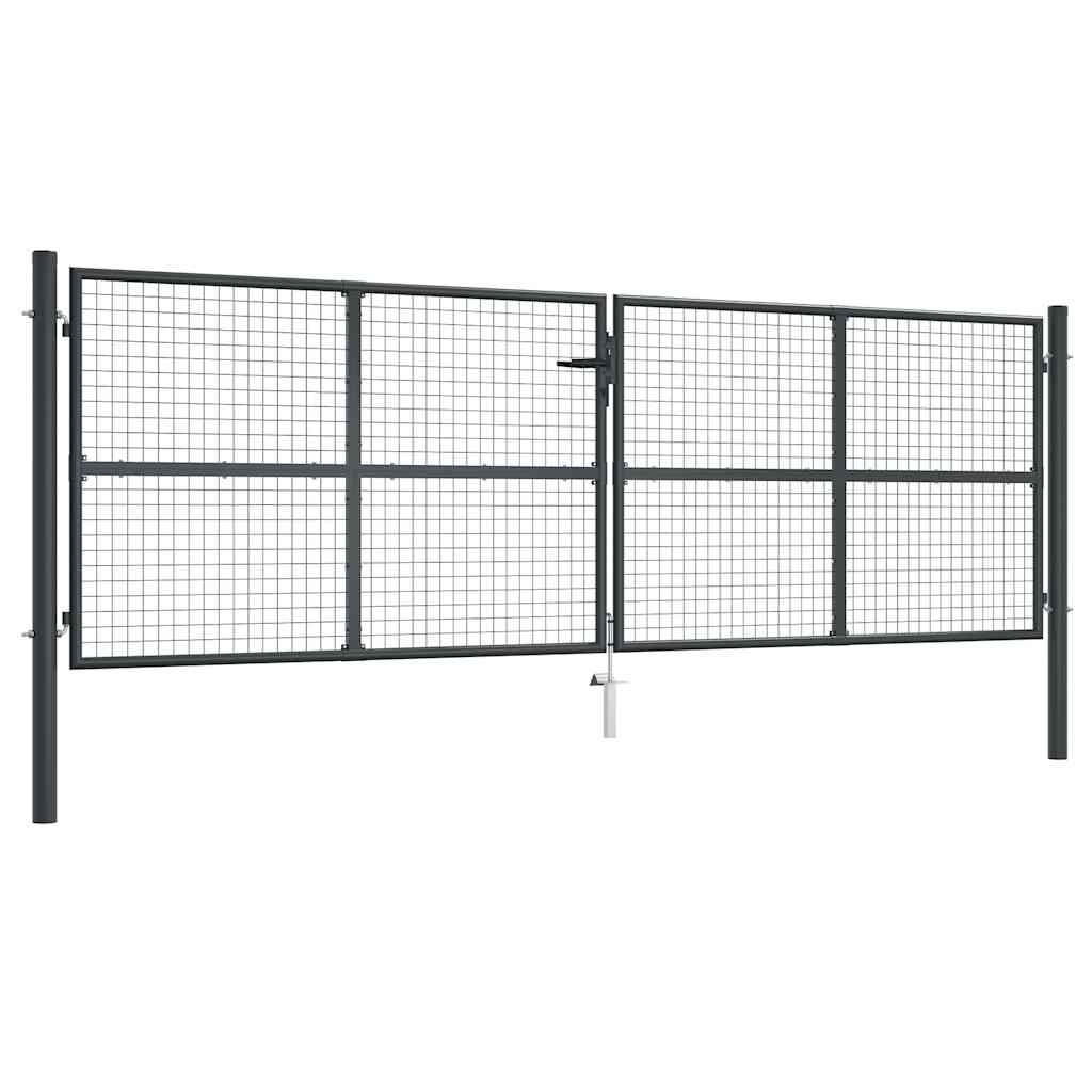 Maschen-Gartentor verzinkter Stahl 400 x 75 cm Grau